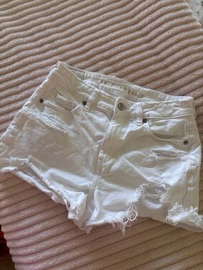American Eagle Outfitters White Distressed Cutoff Jean Shorts